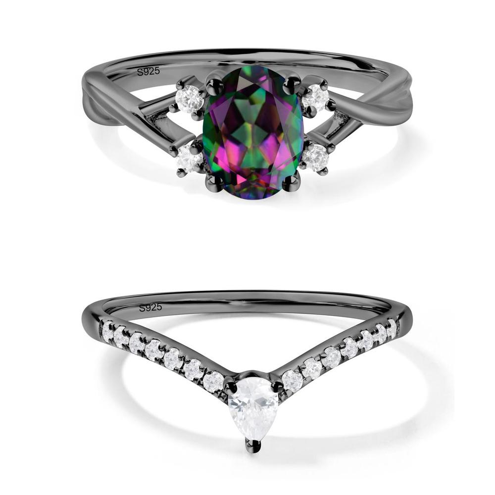 Oval Mystic Topaz Wedding Ring Set - LUO Jewelry #metal_xxxxx