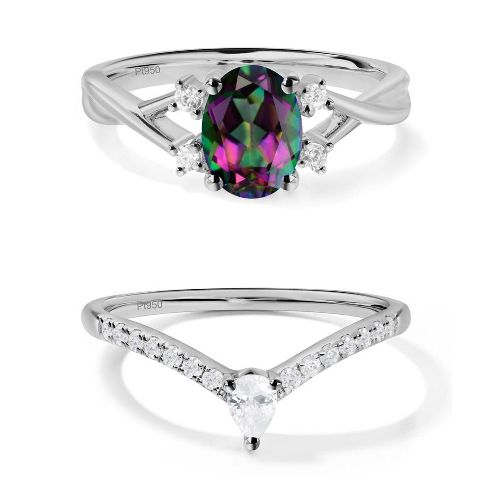 Oval Mystic Topaz Wedding Ring Set - LUO Jewelry #metal_xxxxx