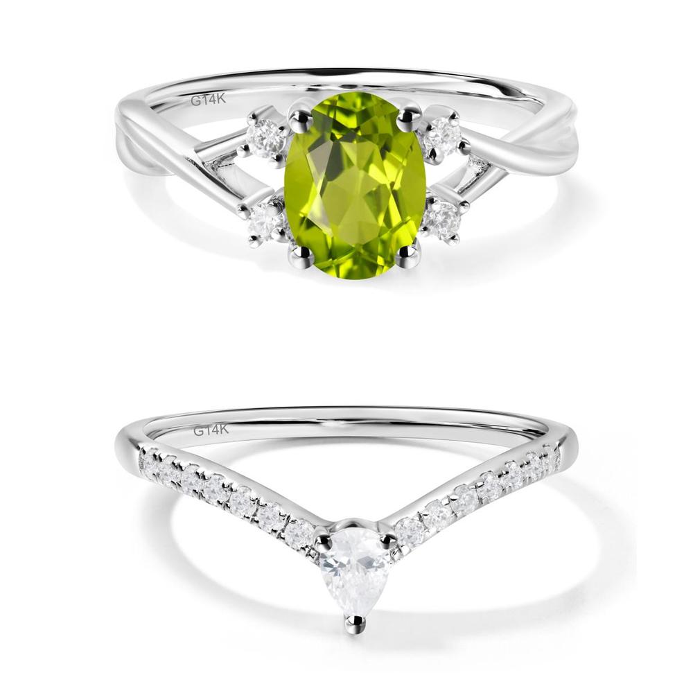 Oval Peridot Wedding Ring Set - LUO Jewelry #metal_xxxxx