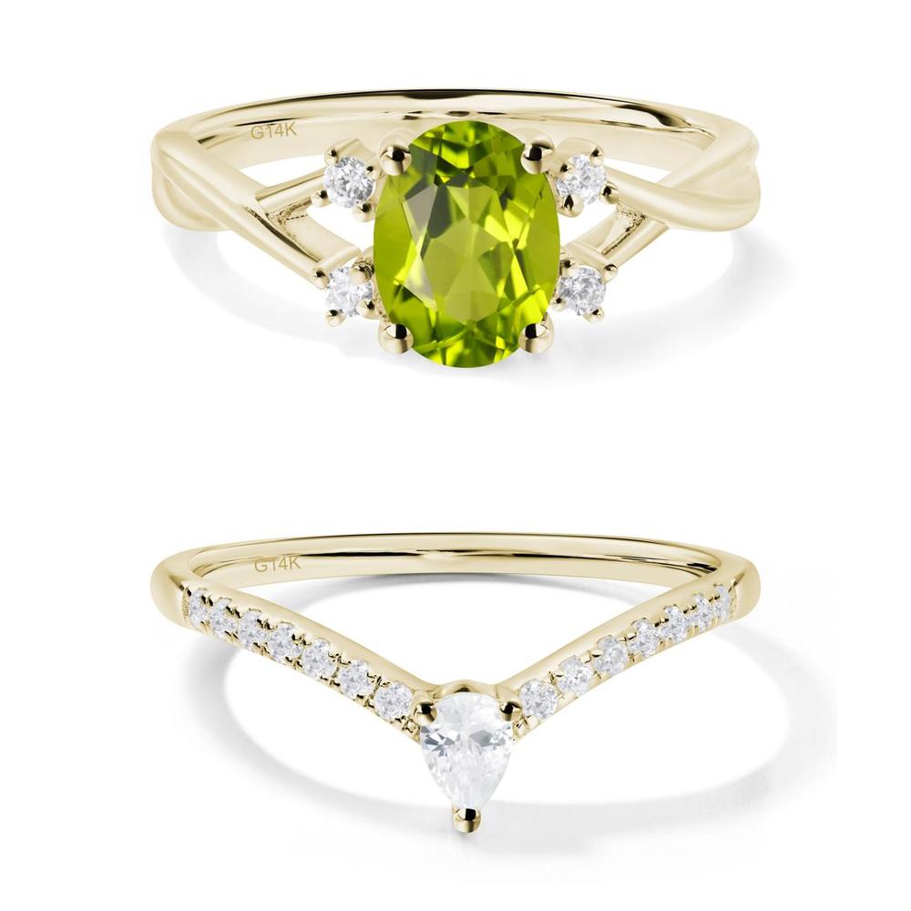 Oval Peridot Wedding Ring Set - LUO Jewelry #metal_xxxxx