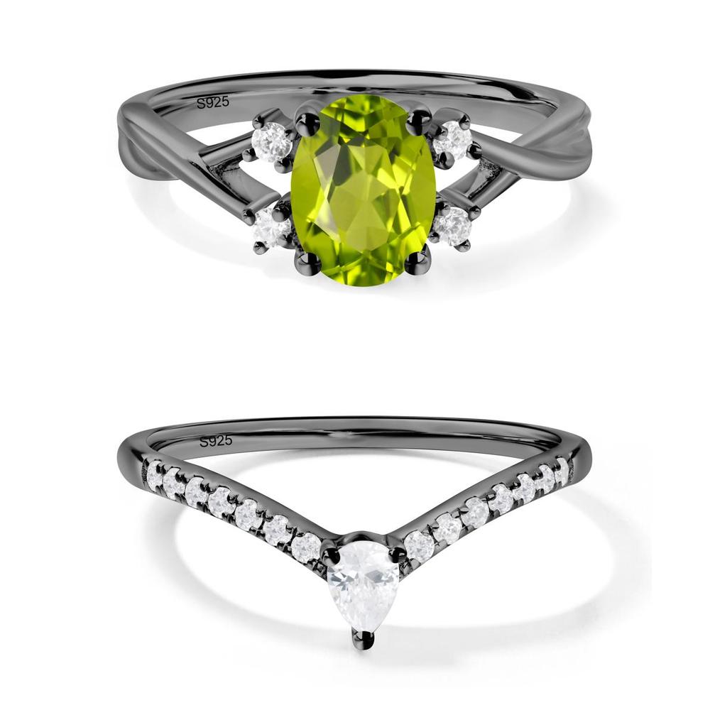 Oval Peridot Wedding Ring Set - LUO Jewelry #metal_xxxxx