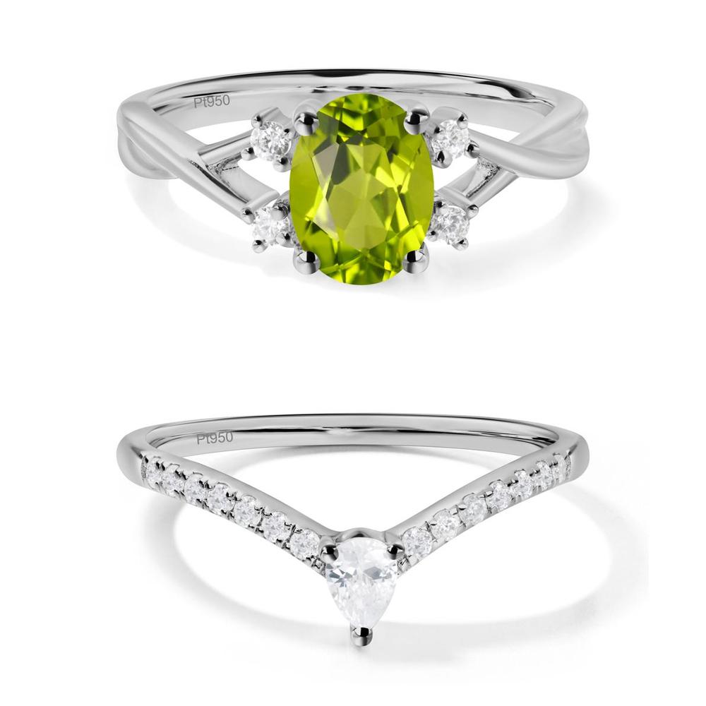 Oval Peridot Wedding Ring Set - LUO Jewelry #metal_xxxxx