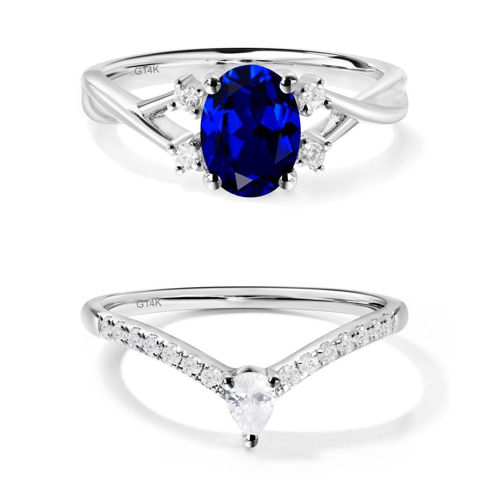 Sapphire Oval Engagement Ring with Wedding Band - LUO Jewelry #metal_xxxxx