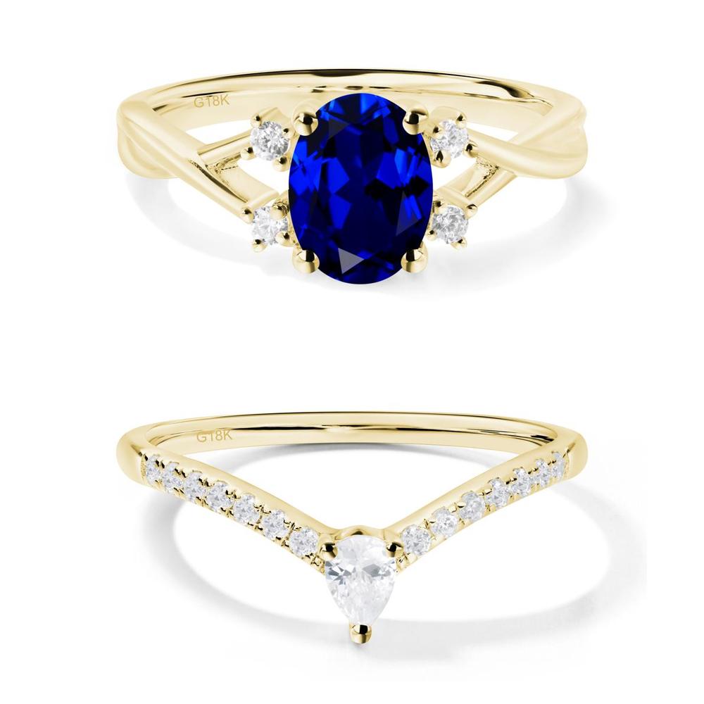 Sapphire Oval Engagement Ring with Wedding Band - LUO Jewelry #metal_xxxxx