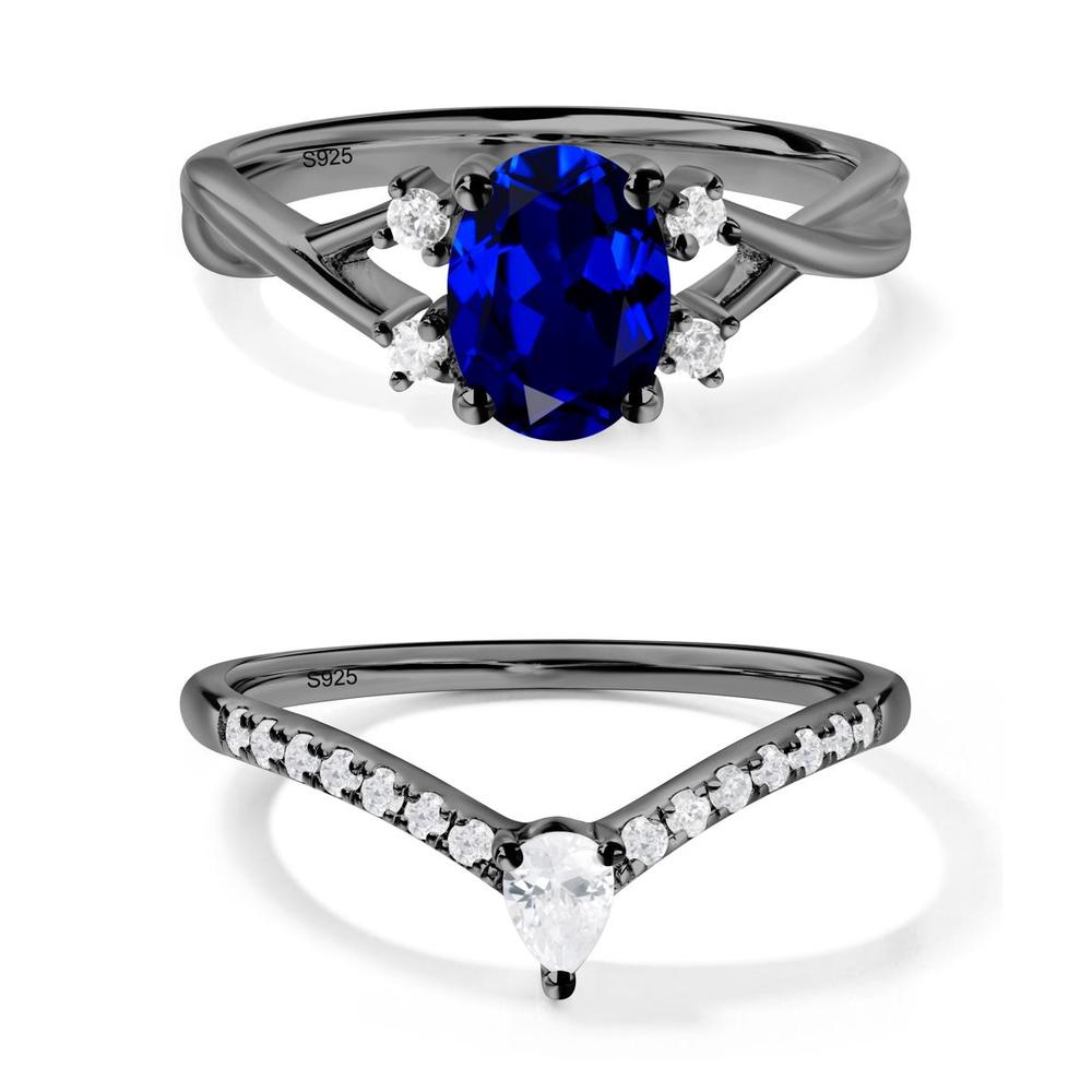 Sapphire Oval Engagement Ring with Wedding Band - LUO Jewelry #metal_xxxxx