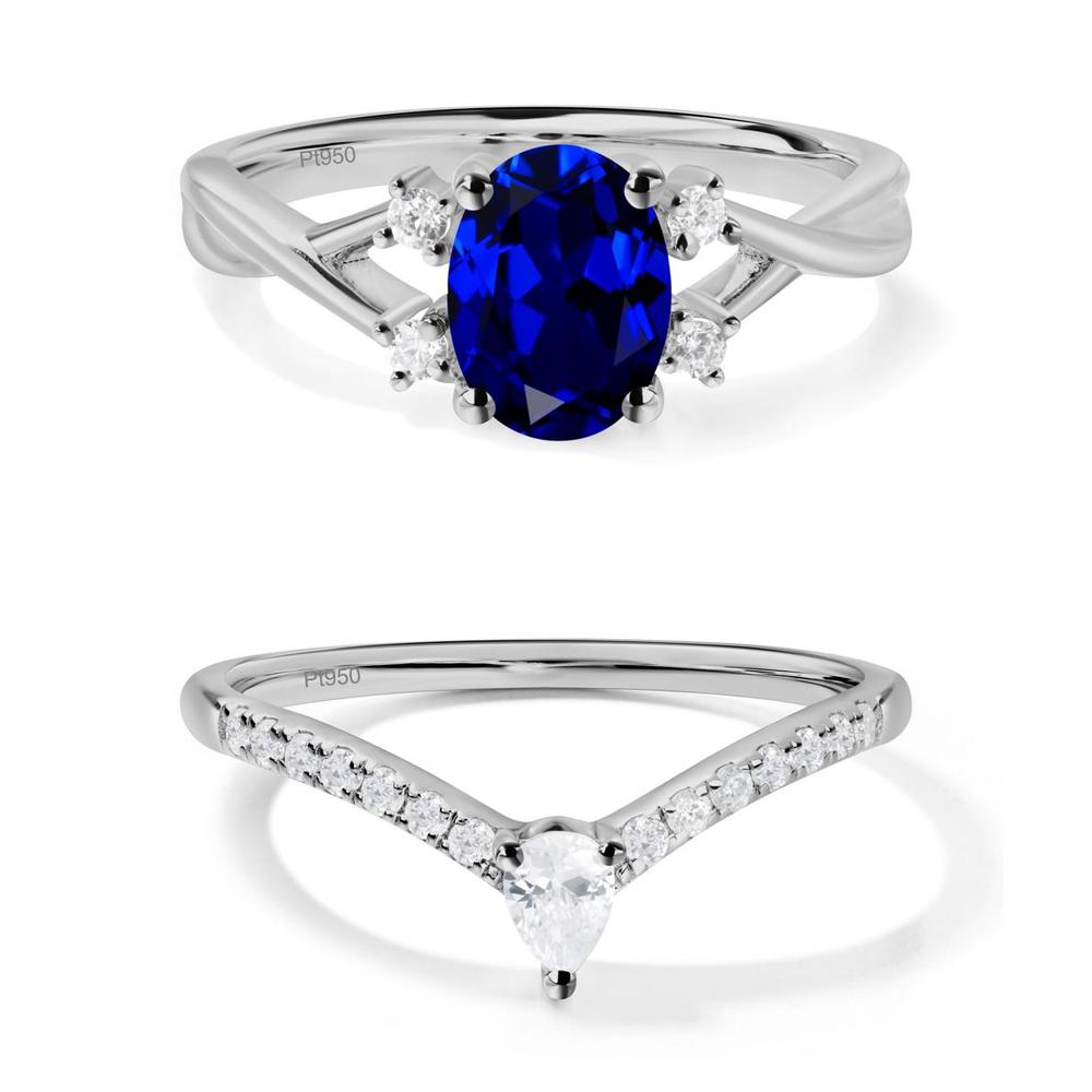 Sapphire Oval Engagement Ring with Wedding Band - LUO Jewelry #metal_xxxxx