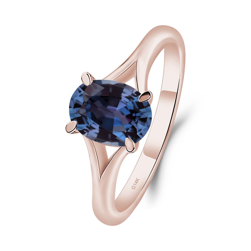 Alexandrite Split Shank Engagement Ring - LUO Jewelry #metal_14k rose gold