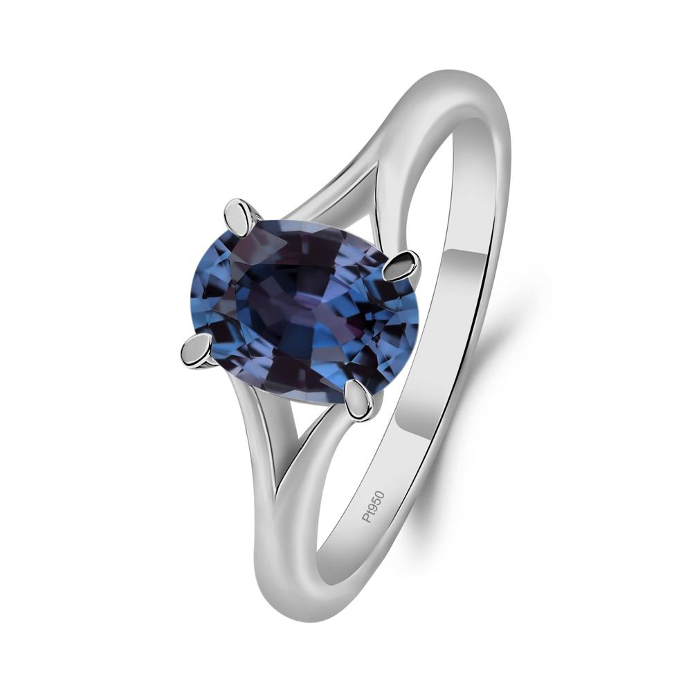 Alexandrite Split Shank Engagement Ring - LUO Jewelry #metal_platinum