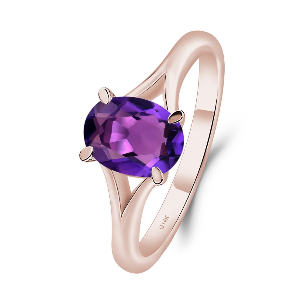 Amethyst Split Shank Ring - LUO Jewelry #metal_14k rose gold