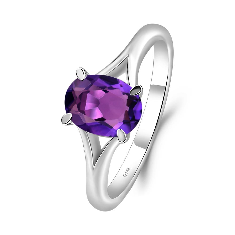 Amethyst Split Shank Ring - LUO Jewelry #metal_14k white gold