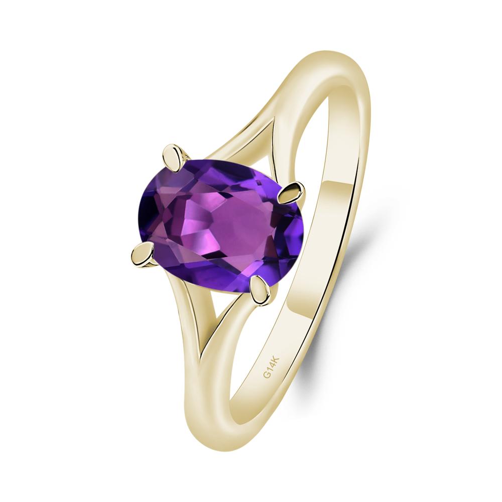 Amethyst Split Shank Ring - LUO Jewelry #metal_14k yellow gold