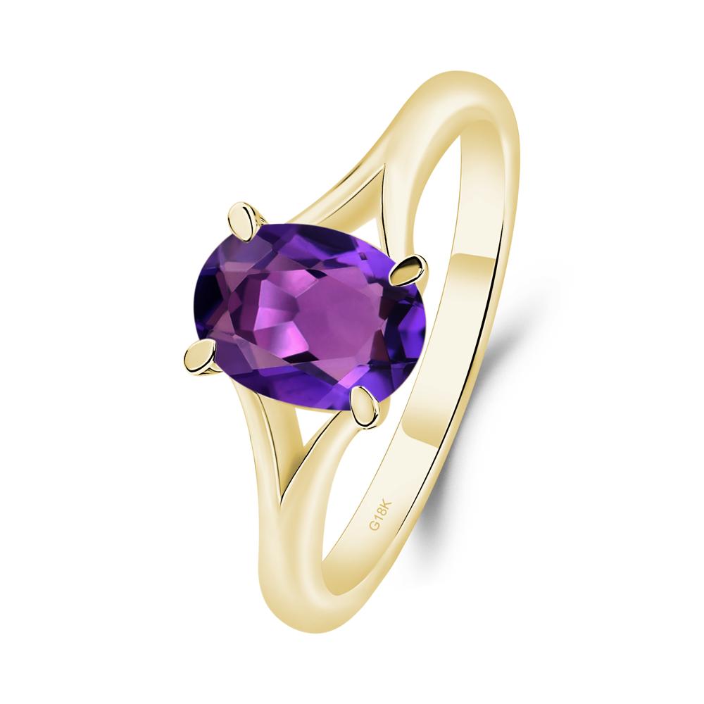 Amethyst Split Shank Ring - LUO Jewelry #metal_18k yellow gold