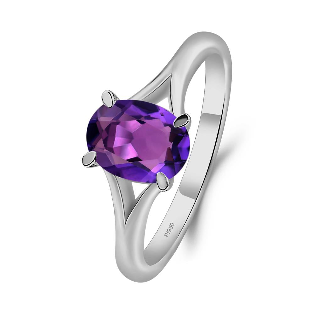 Amethyst Split Shank Ring - LUO Jewelry #metal_platinum