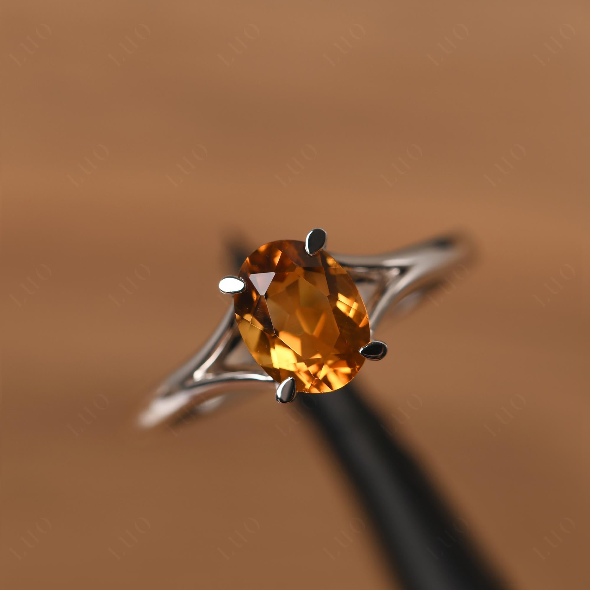 Citrine Solitaire Promise Ring - LUO Jewelry 