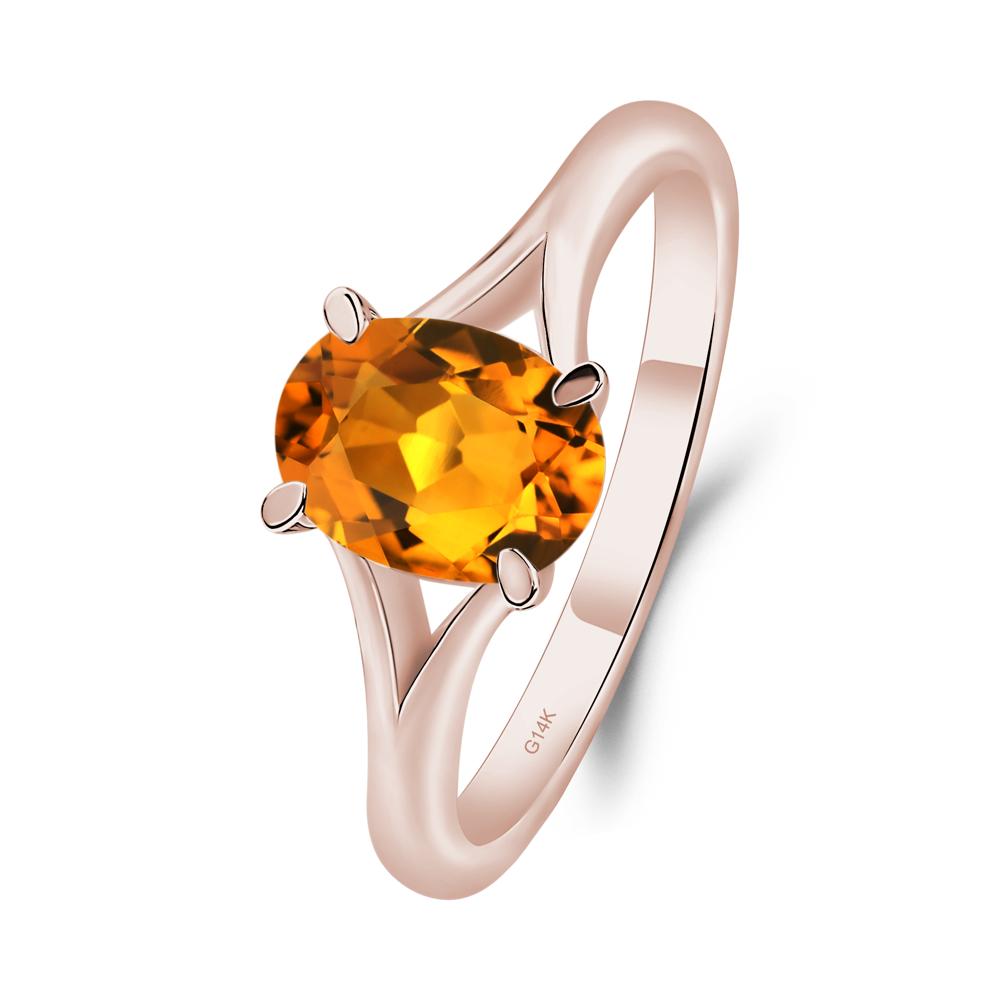 Citrine Solitaire Promise Ring - LUO Jewelry #metal_14k rose gold