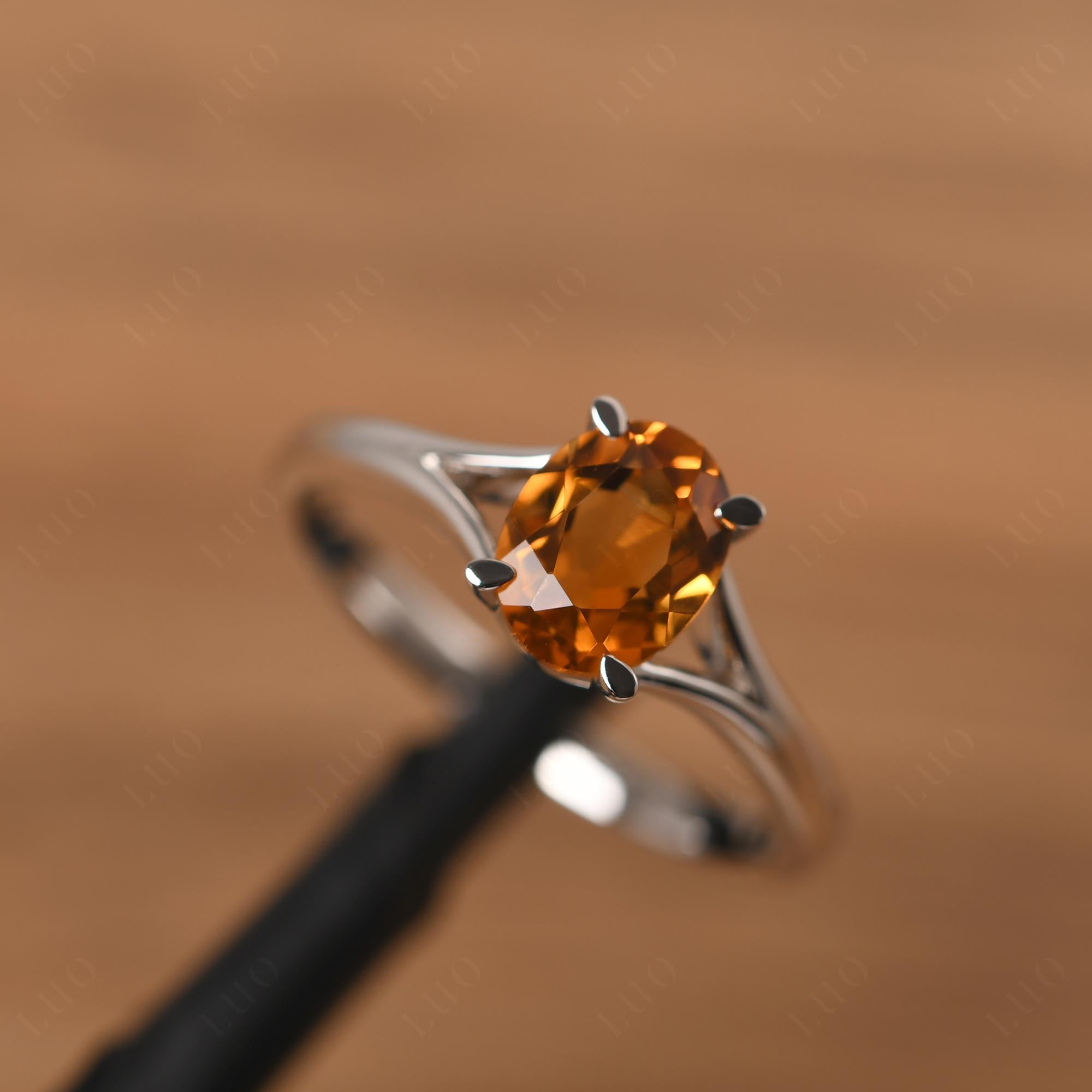 Citrine Solitaire Promise Ring - LUO Jewelry 