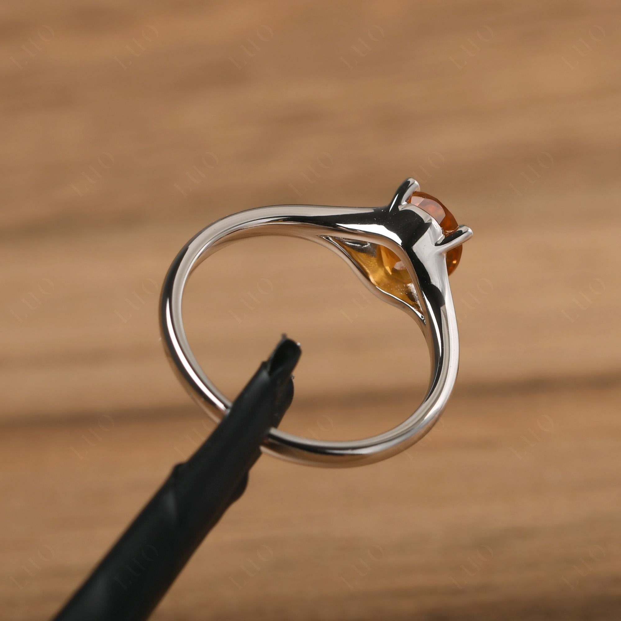 Citrine Solitaire Promise Ring - LUO Jewelry 