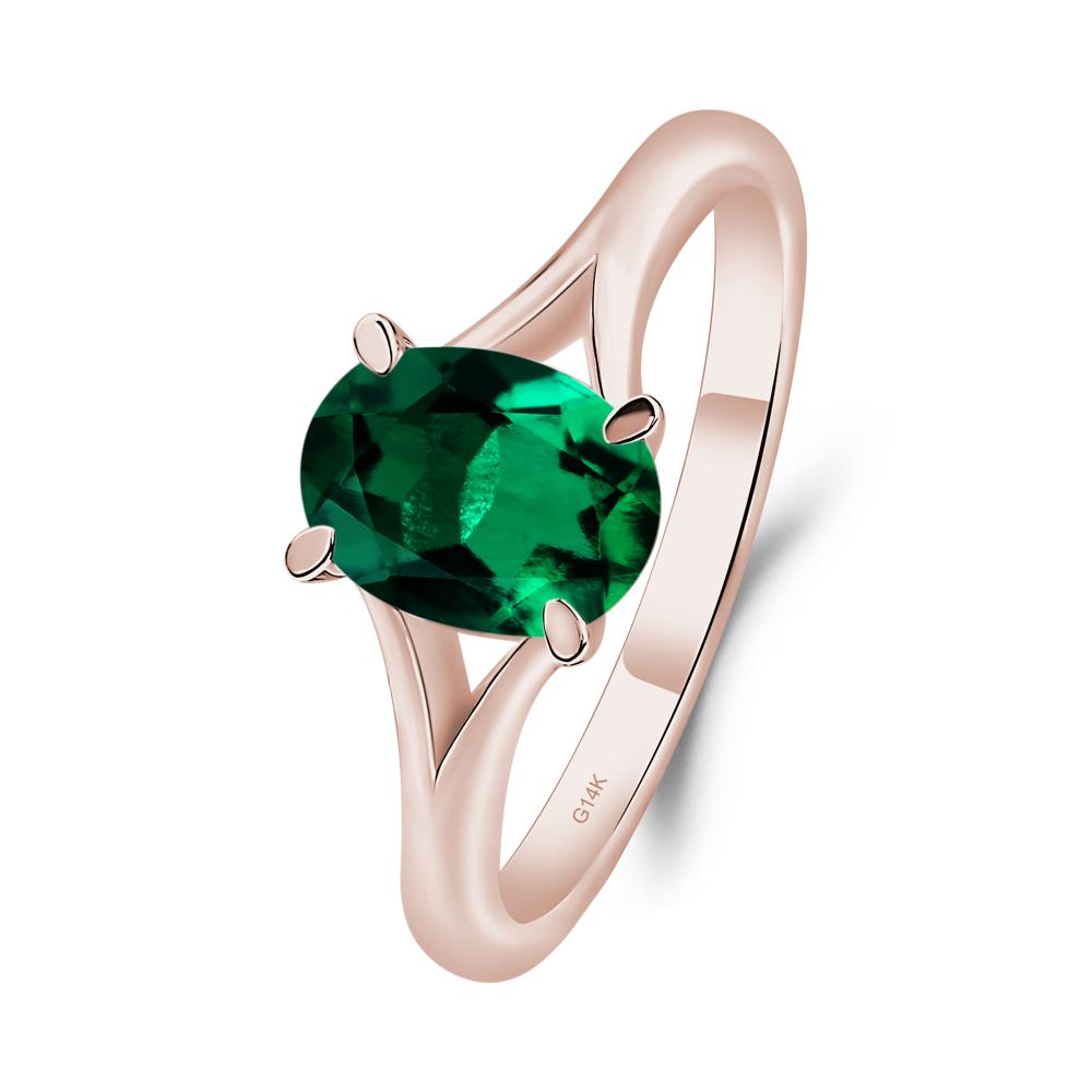 Emerald Split Shank Engagement Ring - LUO Jewelry #metal_14k rose gold