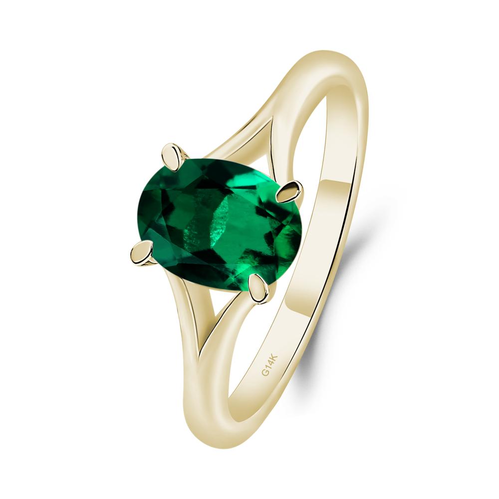 Emerald Split Shank Engagement Ring - LUO Jewelry #metal_14k yellow gold