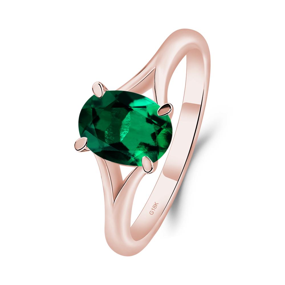 Emerald Split Shank Engagement Ring - LUO Jewelry #metal_18k rose gold