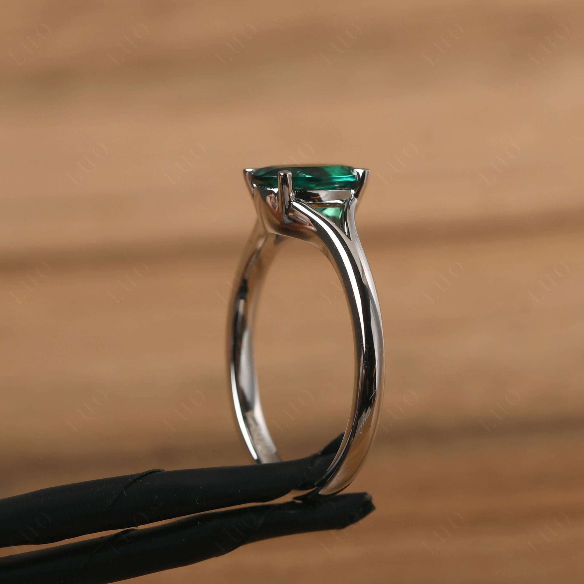 Emerald Split Shank Engagement Ring - LUO Jewelry 