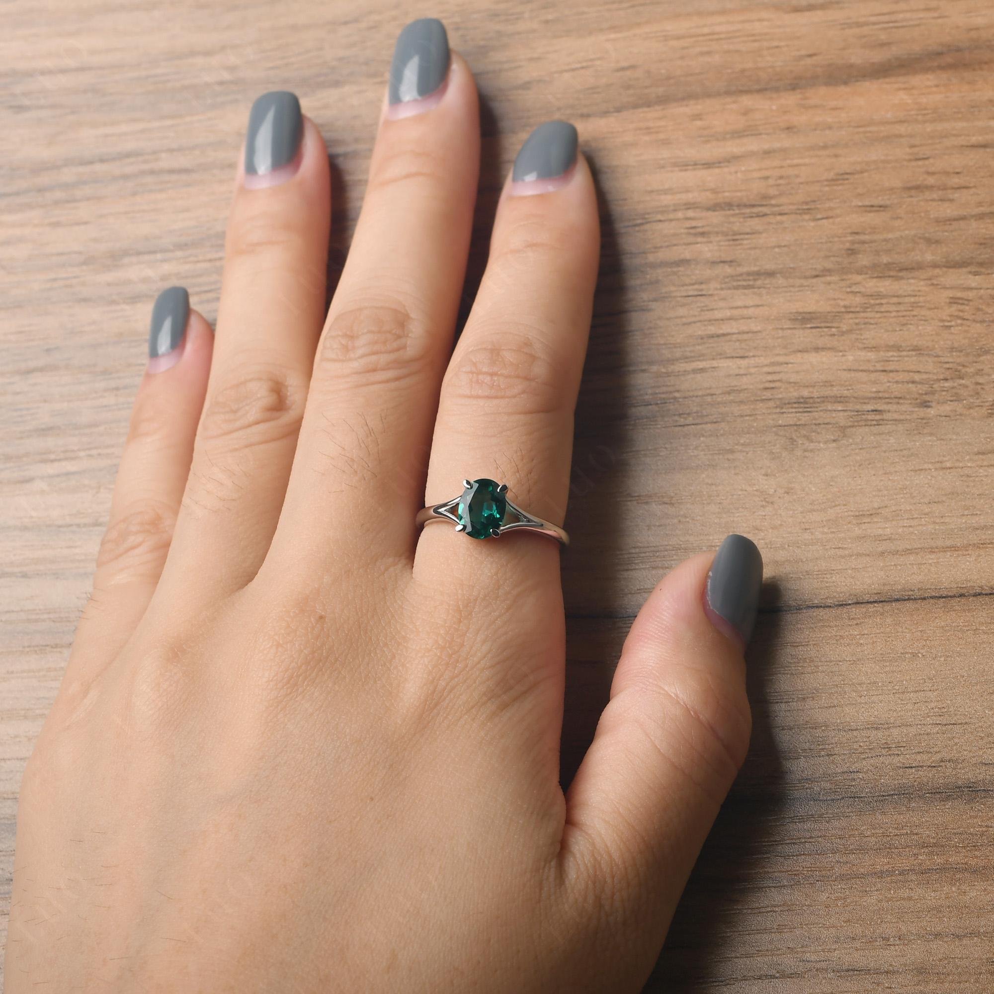 Emerald Split Shank Engagement Ring - LUO Jewelry 