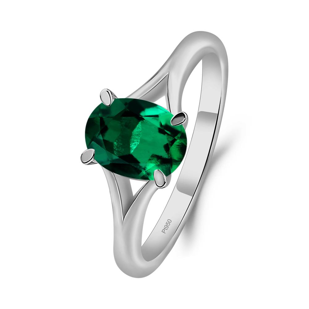 Emerald Split Shank Engagement Ring - LUO Jewelry #metal_platinum