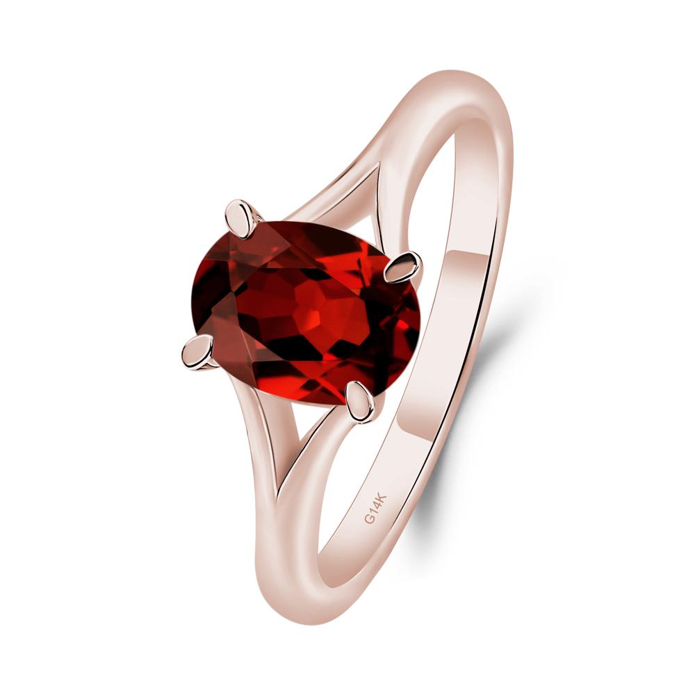 Garnet Split Shank Ring - LUO Jewelry #metal_14k rose gold