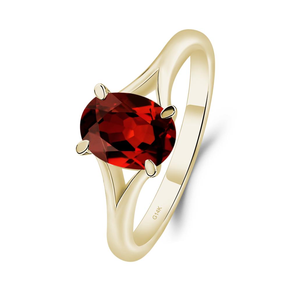 Garnet Split Shank Ring - LUO Jewelry #metal_14k yellow gold