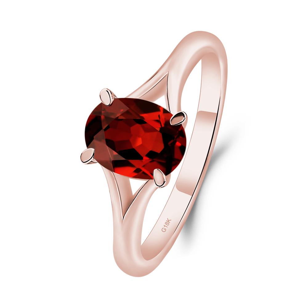 Garnet Split Shank Ring - LUO Jewelry #metal_18k rose gold