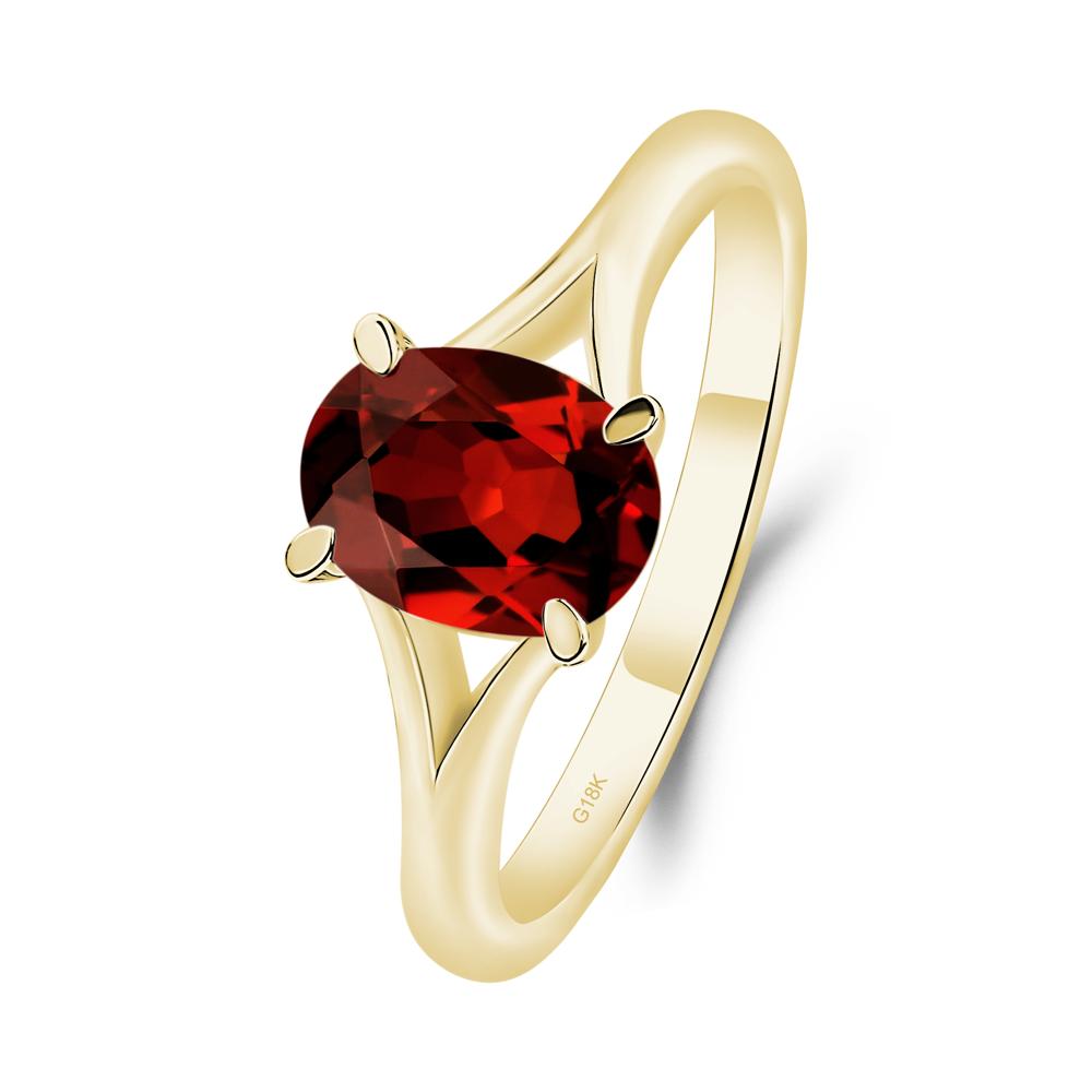 Garnet Split Shank Ring - LUO Jewelry #metal_18k yellow gold