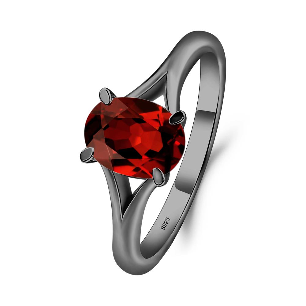 Garnet Split Shank Ring - LUO Jewelry #metal_black finish sterling silver