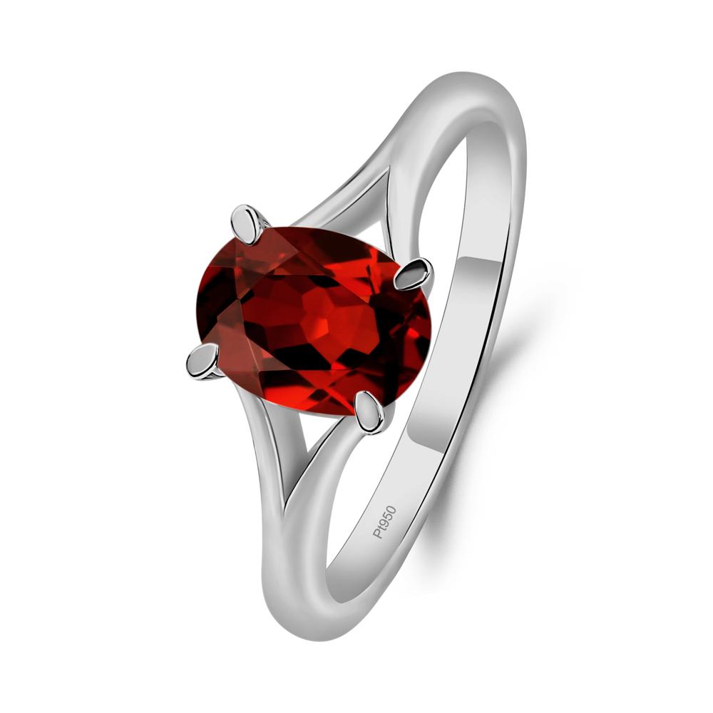 Garnet Split Shank Ring - LUO Jewelry #metal_platinum