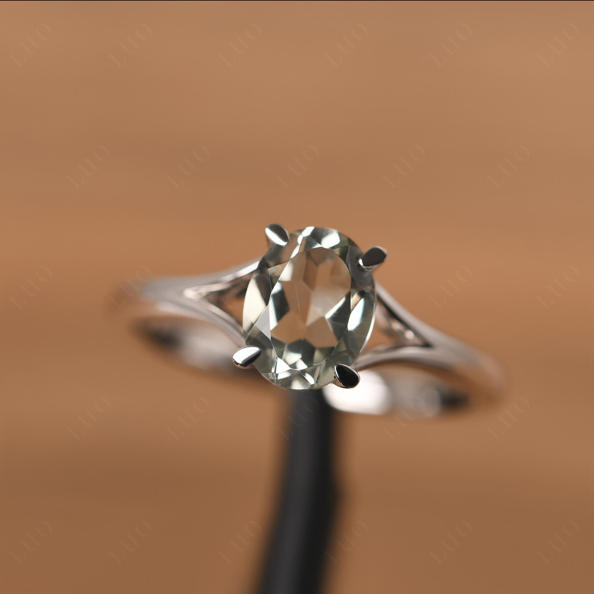 Green Amethyst Solitaire Promise Ring - LUO Jewelry 