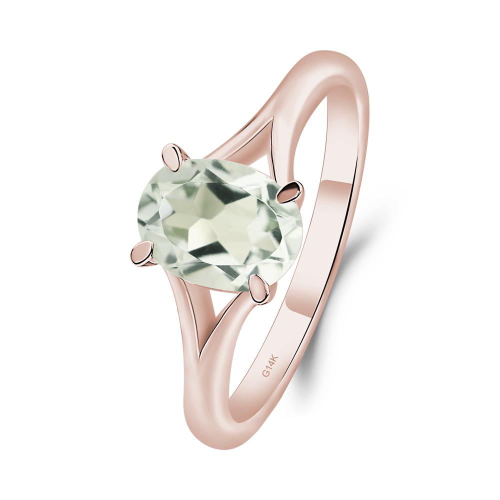 Green Amethyst Solitaire Promise Ring - LUO Jewelry #metal_14k rose gold