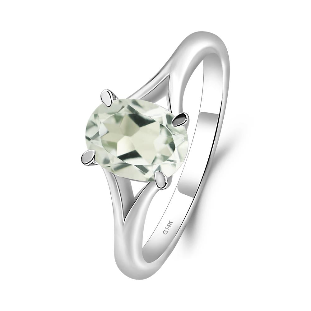 Green Amethyst Solitaire Promise Ring - LUO Jewelry #metal_14k white gold