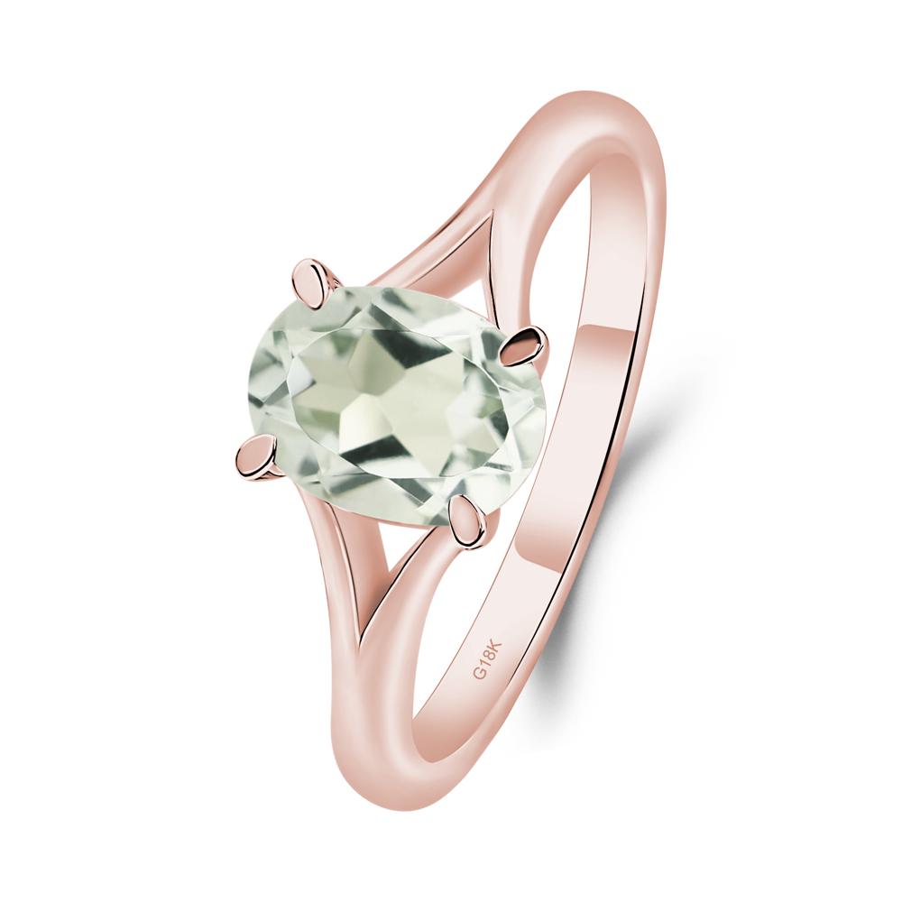 Green Amethyst Solitaire Promise Ring - LUO Jewelry #metal_18k rose gold