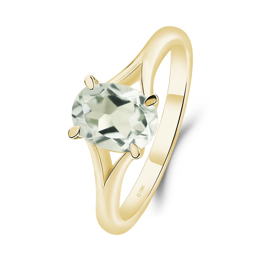 Green Amethyst Solitaire Promise Ring - LUO Jewelry #metal_18k yellow gold