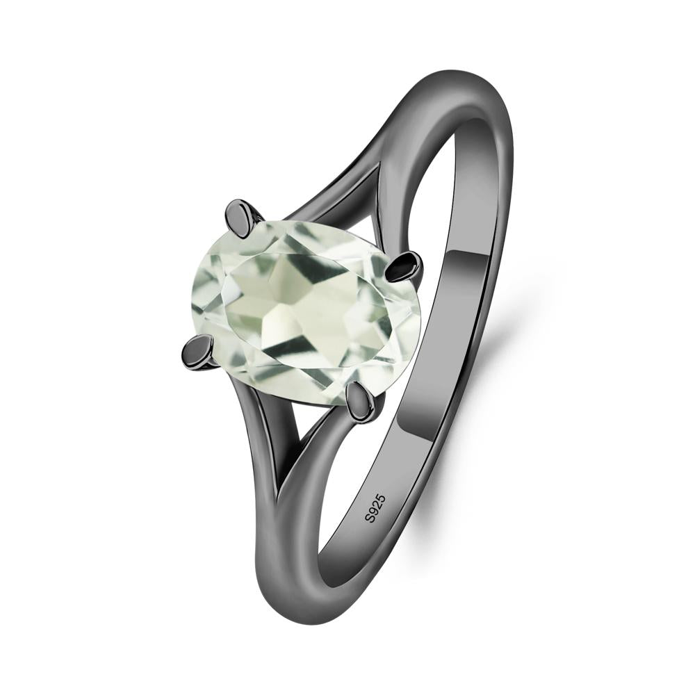 Green Amethyst Solitaire Promise Ring - LUO Jewelry #metal_black finish sterling silver