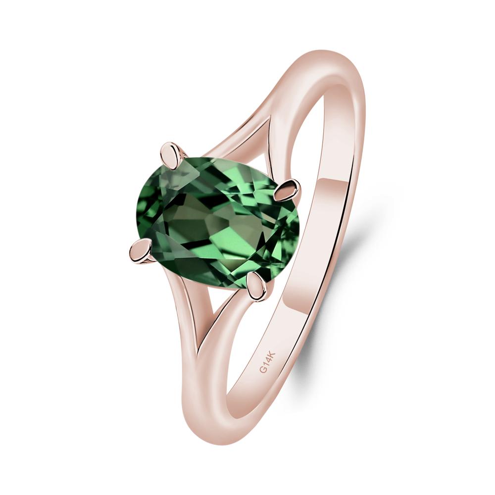 Green Sapphire Split Shank Engagement Ring - LUO Jewelry #metal_14k rose gold