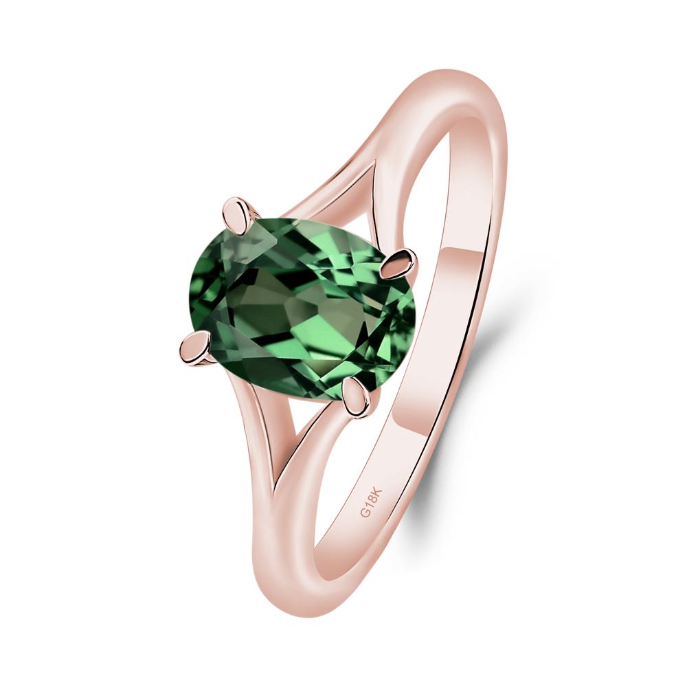 Green Sapphire Split Shank Engagement Ring - LUO Jewelry #metal_18k rose gold