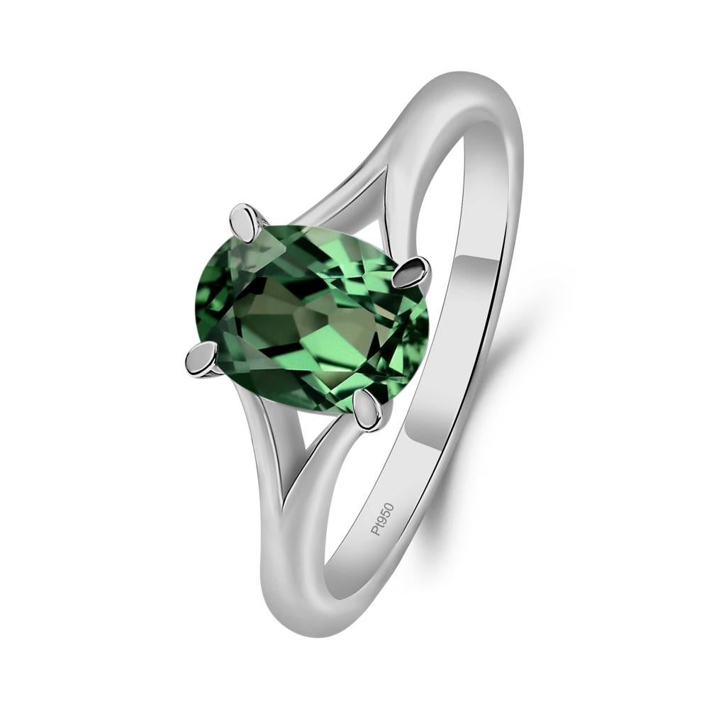 Green Sapphire Split Shank Engagement Ring - LUO Jewelry #metal_platinum