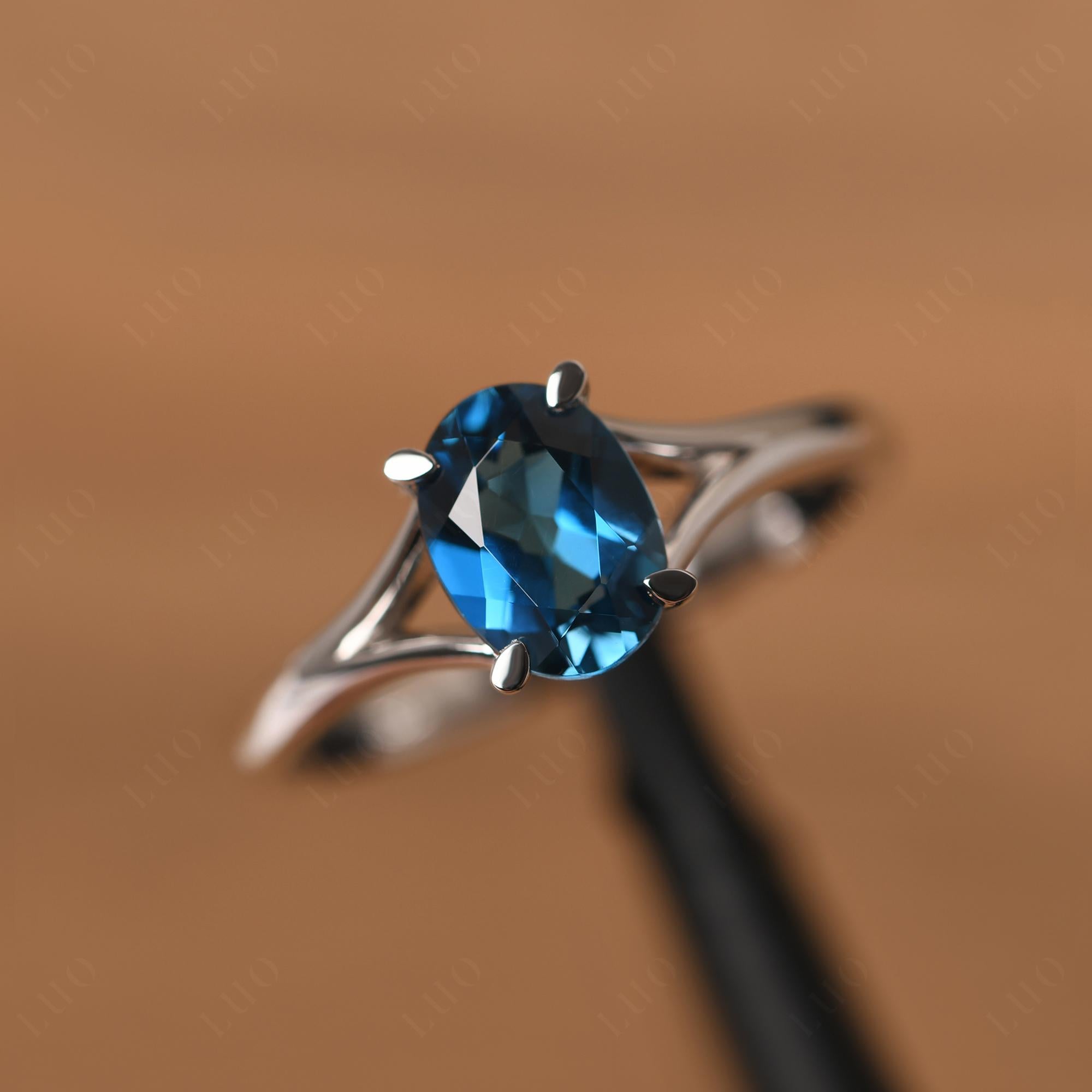 London Blue Topaz Split Shank Ring - LUO Jewelry 