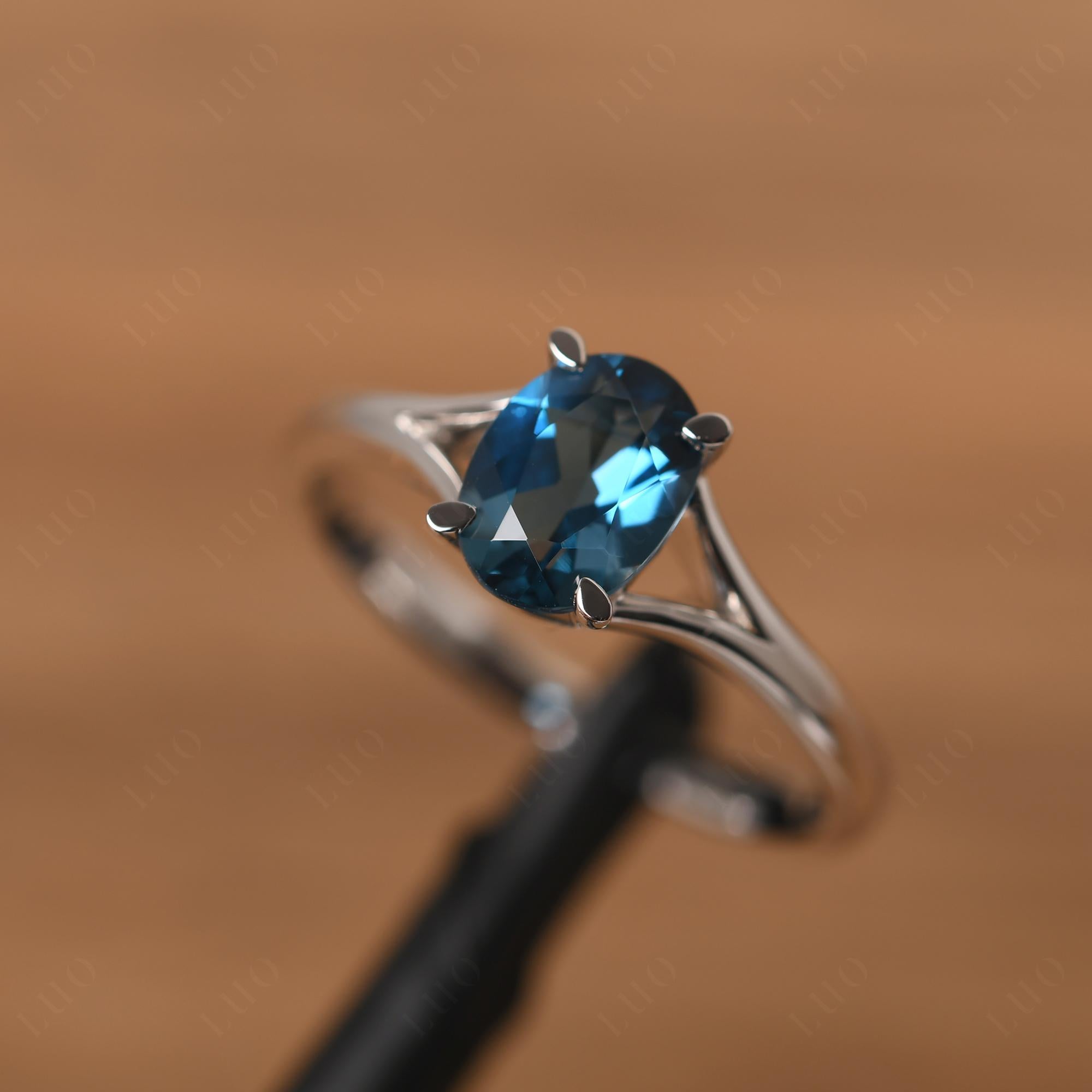 London Blue Topaz Split Shank Ring - LUO Jewelry 