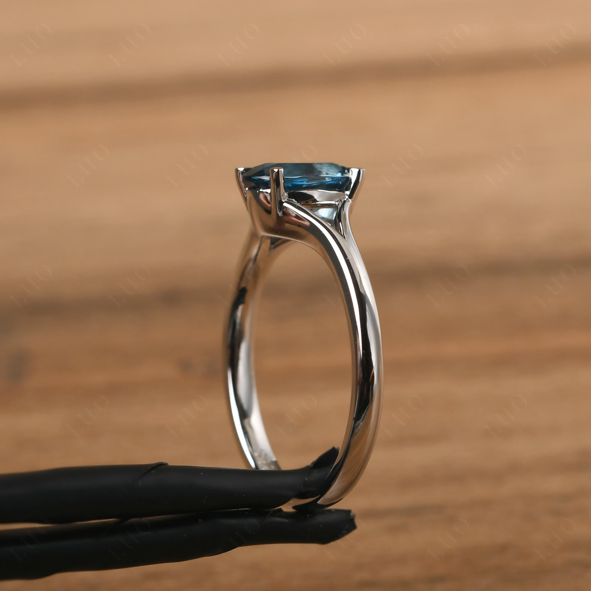 London Blue Topaz Split Shank Ring - LUO Jewelry 