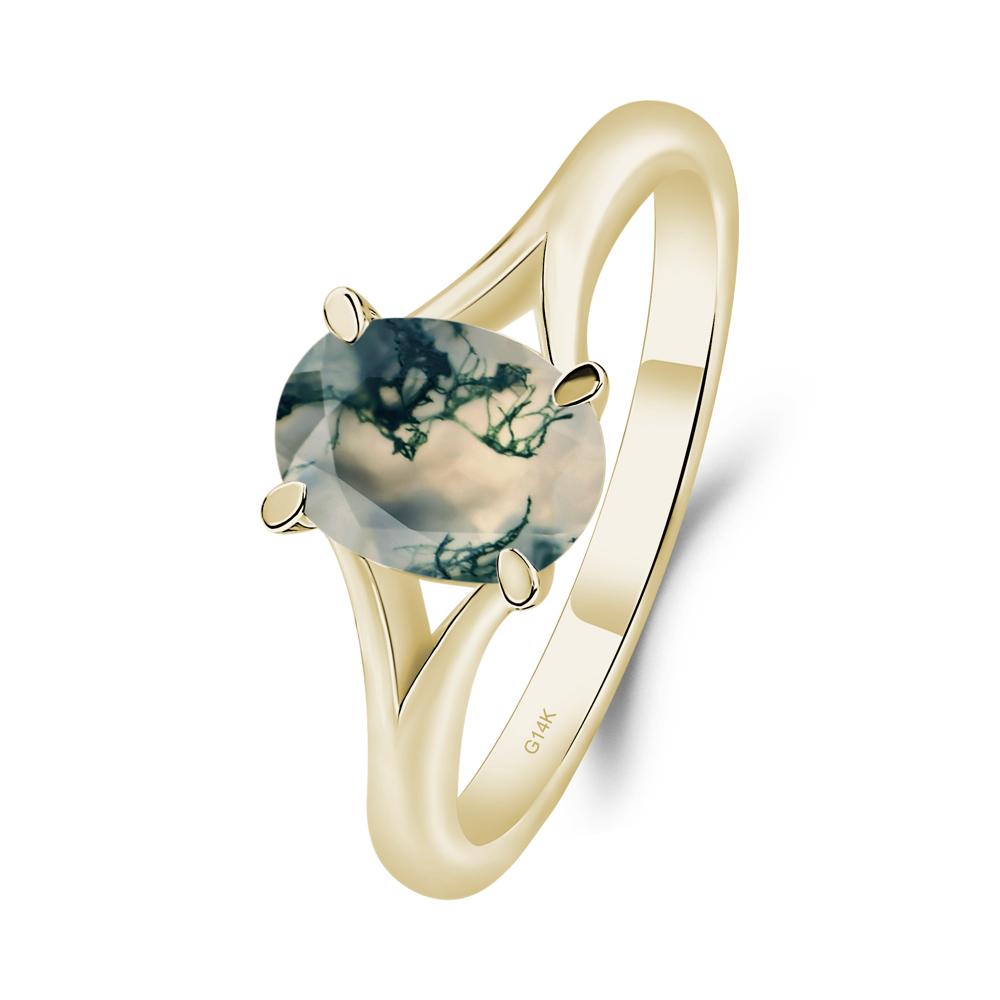 Moss Agate Solitaire Promise Ring - LUO Jewelry #metal_14k yellow gold