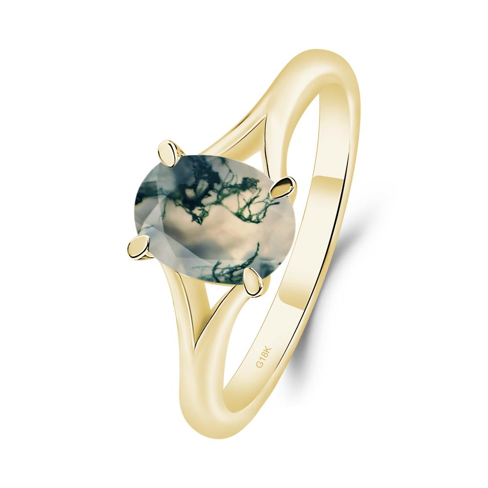 Moss Agate Solitaire Promise Ring - LUO Jewelry #metal_18k yellow gold