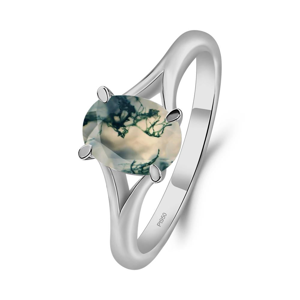 Moss Agate Solitaire Promise Ring - LUO Jewelry #metal_platinum