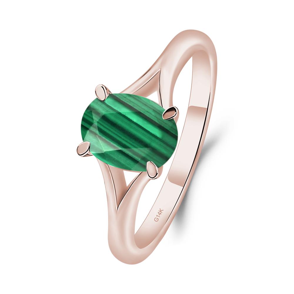 Malachite Split Shank Engagement Ring - LUO Jewelry #metal_14k rose gold