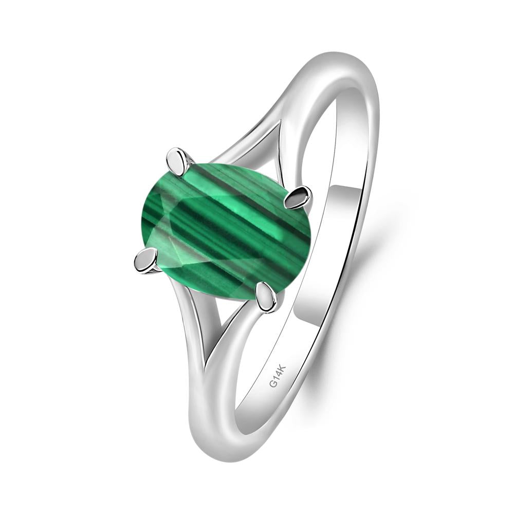 Malachite Split Shank Engagement Ring - LUO Jewelry #metal_14k white gold